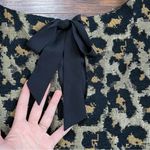 Anthropologie Hutch • Anthro Leopard Top metallic brocade gold black boxy bow neck Photo 10