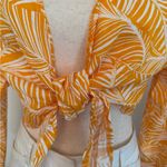 Shade & Shore  Orange Tie-Front Crop Blouse Photo 2
