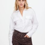 Madewell Top Utility Long-Sleeve Popover Shirt Pockets White S NWT New Photo 0