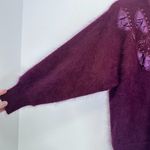 Creatore Dark Purple Maroon Angora Lambswool Blend Feminine Embroidered Beaded M Size M Photo 3