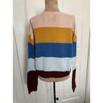 H&M Divided Womens Striped Knit Pink Gold Blue Burgundy Sweater CrewNeck Size S Photo 2
