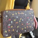 Michael Kors Authentic  leather/canvas airplane prints Crossbody Bag Photo 2