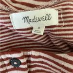 Madewell Women Top S Red Tan Striped 1/4 Button Popover Soft Rustic Western Photo 1