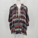 Billabong Striped French Terry Cardigan Boho Rasta Woven Hooded Shrug Jacket S/M Photo 2