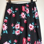 Bobeau  Black Floral‎ Polka Dot Ruffle Hem Midi Skirt Small Photo 2