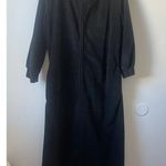 Vintage Norman Embroidered Floral Velour Long Womens Nightgown Robe Black Size M Photo 3