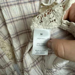 Shyanne  Pink Plaid Button Down Medium Lace Side Panels, Long Sleeve, Western C32 Photo 3