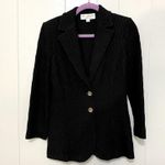 St. John Collection Black Gold Buttons Textured Knit Back Tie Classic Blazer 4 Photo 0