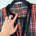 J.Crew Womens Top Size XS Holiday Plaid Long Sleeve Velvet Neck Blouse 1614 Photo 2