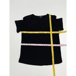 Madewell T-Shirt Embroidered Ivy Leaf Design Top Cuff Sleeves Crew Neck Black XS Photo 5