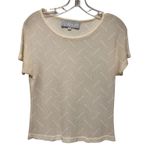 Platinum Dorothy Schoelen Sheer Vintage Cream Stretch Top Sz S Short Sleeve Photo 0