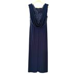 Alex Evenings  Matte Jersey Empire Sequin Lace Bodice Cowl Back Navy Maxi Dress Photo 4