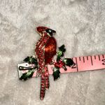Elegant Red cardinal bird Brooch with Green Accents Photo 3