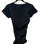 Blanqi Everyday Maternity Ruched Crew Neck Black Cap Sleeve Dress Photo 2