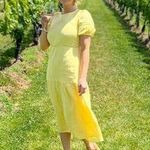 LOVE WHIT Yellow 100% Cotton Crewneck Short Sleeve Tie Back Dress Size Medium Photo 12