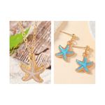 White & Blue Starfish Jewelry Set Gold Photo 1