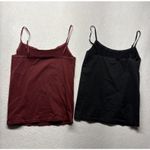 Ann Taylor Black Maroon Women's Camisole Tank Top Size Medium Set Of 2 Photo 3