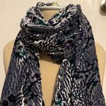 Women's Floral Velvet Scarf Multicolor Rectangle Black Photo 6