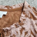 J.Jill Bellissima Womens Blouse PXL Brown Pink Palm Tasseled Split Neck NEW Photo 8