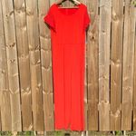 H by Halston H Halston Cardinal Red Regular Jet Set Jersey Wide-Leg Jumpsuit Lace Sleeves Photo 1