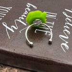 Vintage Y2K Lime Green Floral Rose Stainless Steel Adjustable Ring Photo 5