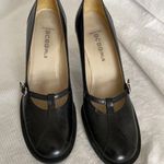 BCBG Girl Black Leather baby doll style heels Size 6 Photo 0
