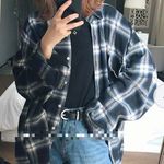 Oversized Black Plaid Flannel Shirt Photo 0