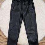 Ann Taylor  Women's Black High Rise Ankle Faux Leather Jogger Pants Size XS Photo 0