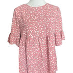 SheIn Womens All Over Hearts Print Flutter Babydoll Sleeve Top - Sz S Photo 0