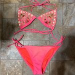Victoria's Secret  Vibrant Pink bikini with shells size small Photo 8