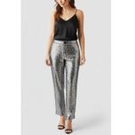 Anthropologie MAEVE x Colette Cropped Wide-Leg Sequin Pants, Silver, 25” Photo 2