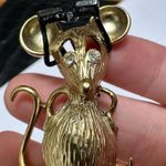 Retro Signed Gerry’s Gold Tone Mouse Rat With Movable Eye Glasses Brooch Pin Photo 4
