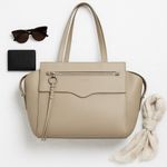 Rebecca Minkoff Gabby Taupe Pebbled Saffiano Leather Large Satchel Tote Bag EUC Photo 13