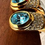 Vintage Christian Dior Blue Glass & White Enamel Clip Photo 2