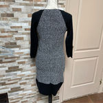 Loft ANN Taylor  Fact Sweater Dress Black White, Small, 3/4 Sleeves Neutral Wool Photo 3