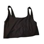 Fabletics  Cropped Black Scoop Neck‎ Tank Top With Built-In Shelf Bra 1X Photo 1