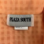 Plaza South Shirt Womens 14 Orange Button Up Checkered‎ Peplum Embroidered Boho Photo 6