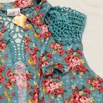 Bella Dahl NWT Bella D Medium Blue Rose Floral Crochet Crop Top Cottagecore Vintage Fairy Photo 2