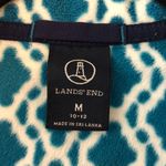 Lands' End Womens Fleece Pullover 1/4 Zip Geometric Blue White M Size M Photo 2