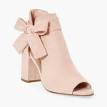 JustFab Womens Shoes Size 6.5 Karine Blush Pink Peep Toe Bootie Ties NEW Bows Photo 0