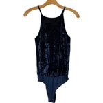 Greylin  Navy Blue Velvet Spaghetti Strap Halter Neckline Clarissa‎ Bodysuit XS Photo 2