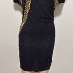 Stenay Vintage Black & Gold Beaded 100% Silk dress woman size 4 cocktail Photo 3