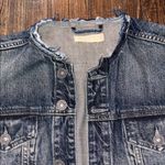 ALLSAINTS Raw Destroyed Collar Denim Jacket Small EUC Minimalist Photo 2