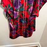 Vintage Lucie Ann II Robe Red Purple Floral Sheer Stripe S Photo 6