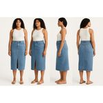 Abercrombie & Fitch NEW  High Rise Blue Denim Slit Midi Skirt Womens Size 32 14 Photo 1