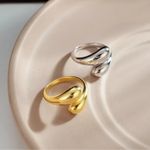 Boutique NEW Yellow Gold S925 Water Drop Open‎ Wrap Band Ring, Adjustable Photo 9