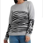 Lucky Brand  Small Grey pullover mixed animal print sweater crewneck NW-Defect Photo 0