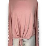 Hollister graphic long sleeve t-shirt, women's oversize small pink tie front top Photo 1