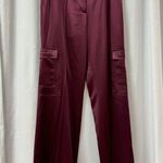 Elie Tahari Satin Pintuck High Waisted Cargo Pants Cordovan Women's Size US 8 Photo 3