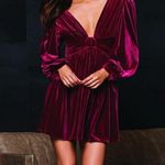 Gianni Bini NWT  Mariah V-Neck Burgundy Velvet A-Line Dress Photo 2